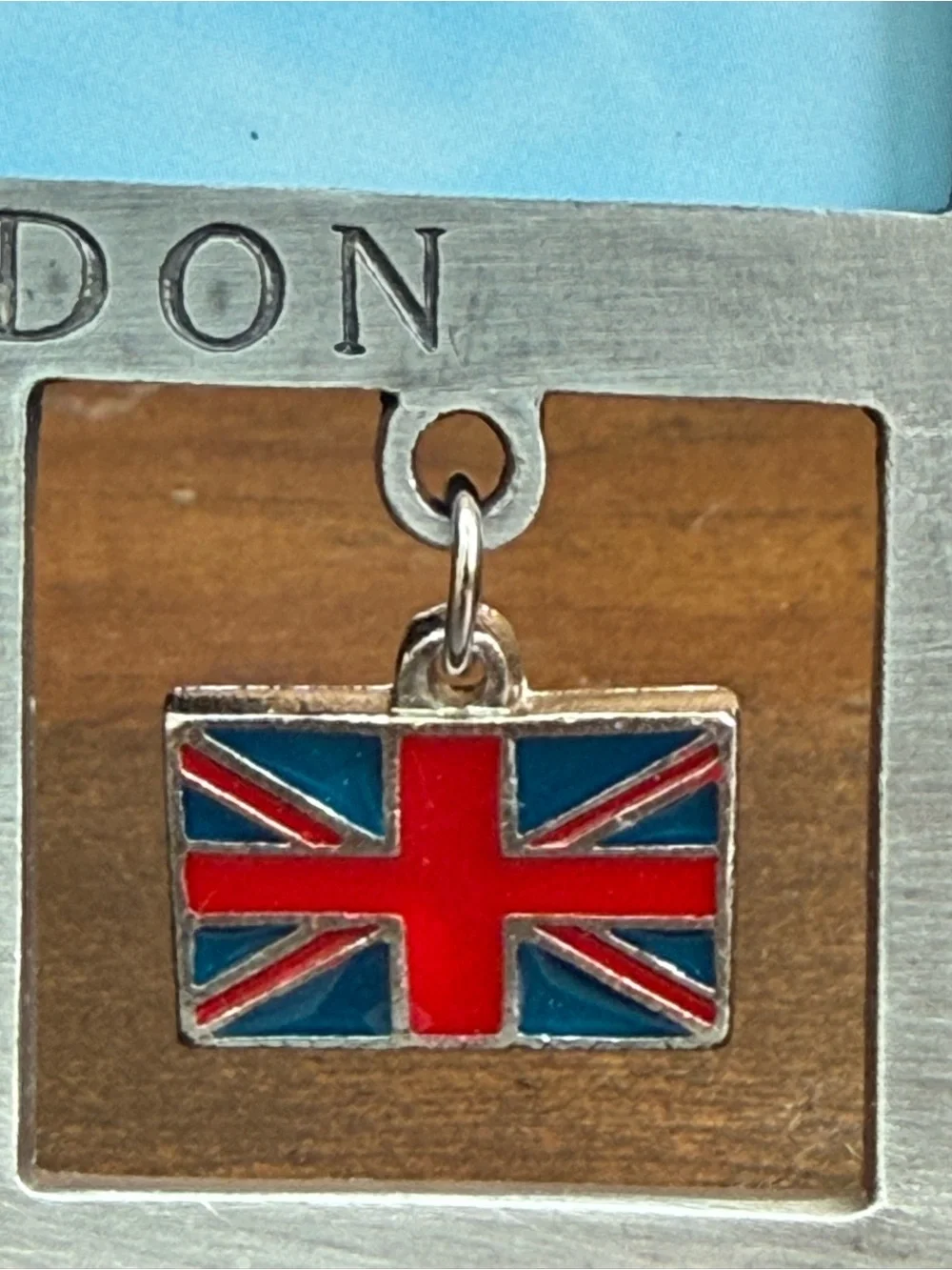 Awnhill London Pewter Photo Frame in Silver with Red & Blue Charms